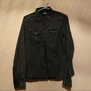 Vero Moda Grunge Studded Button Down Shirt